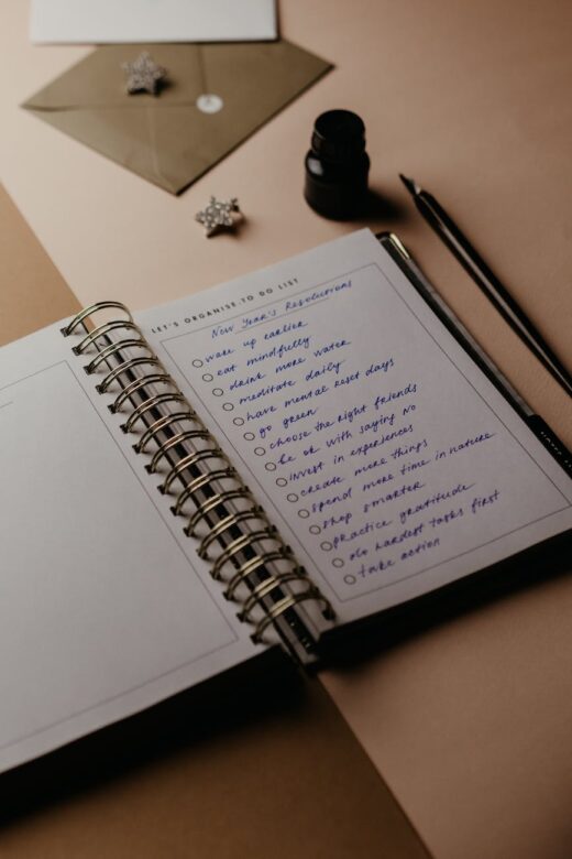 white notebook on the table