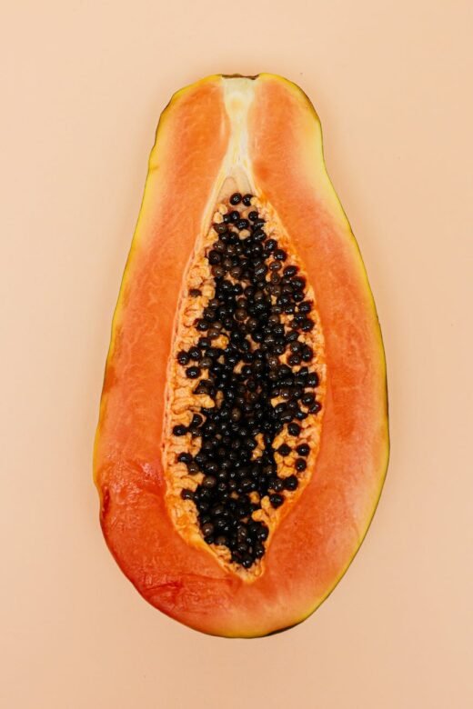 close up photo of sliced papaya