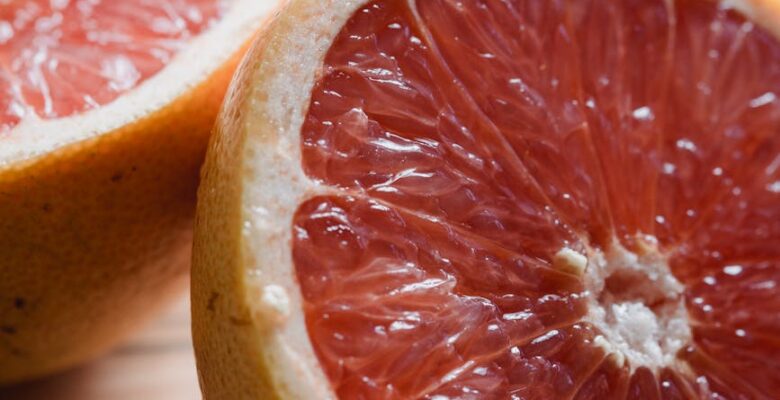 sliced ripe grapefruit
