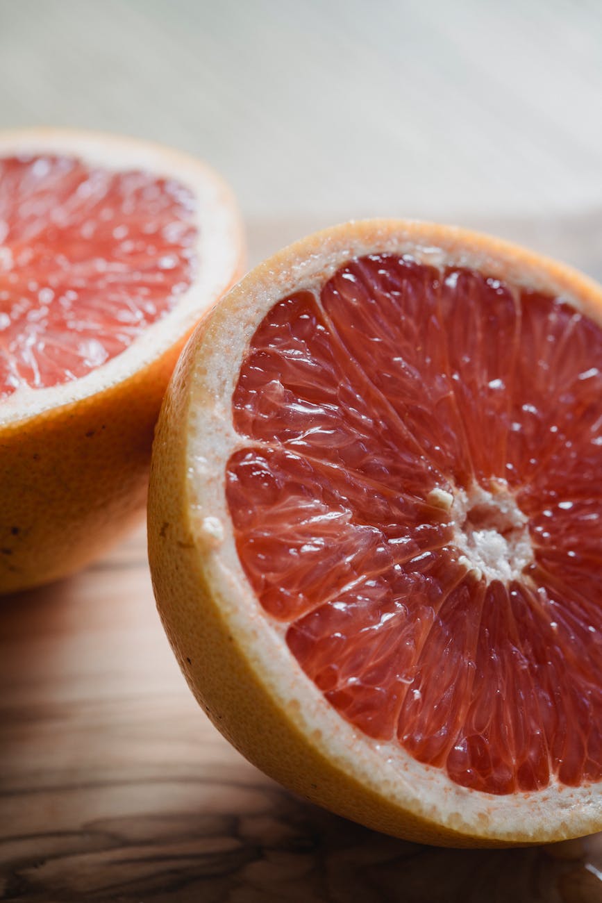 sliced ripe grapefruit