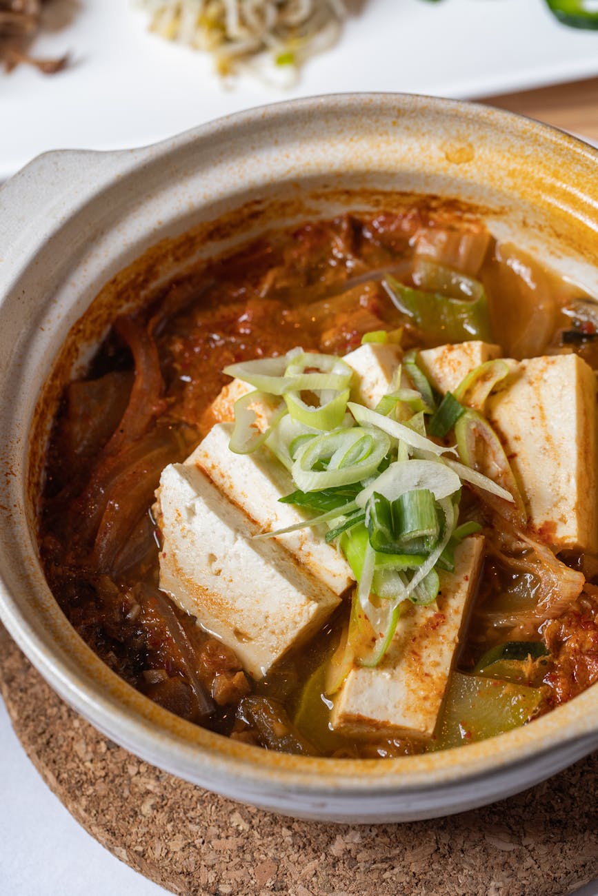 kimchi stew on a clay pot